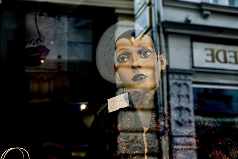 a picture of a dummy on a window display