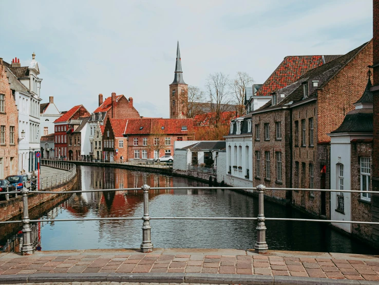 the water is running in between some buildings