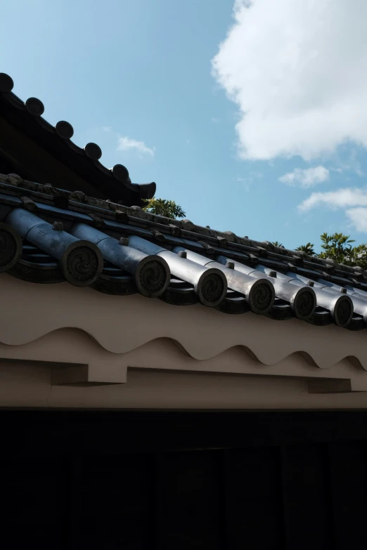 a chinese roof with decorative ornaments on top