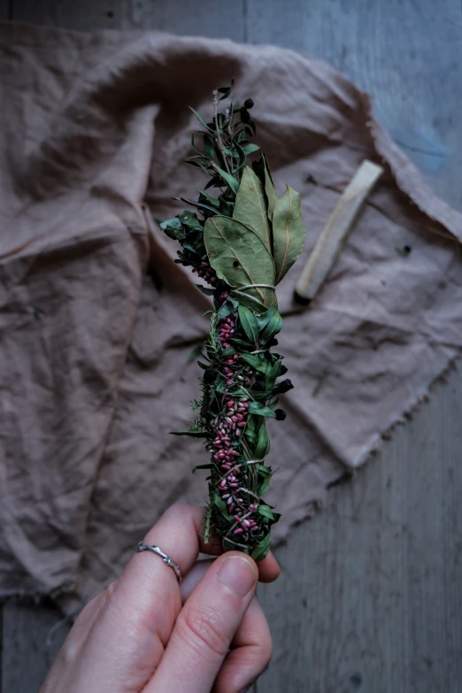 a person holding up a purple flower