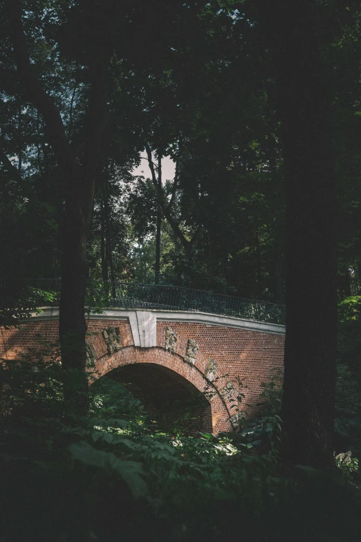 an old brick bridge in the middle of the woods