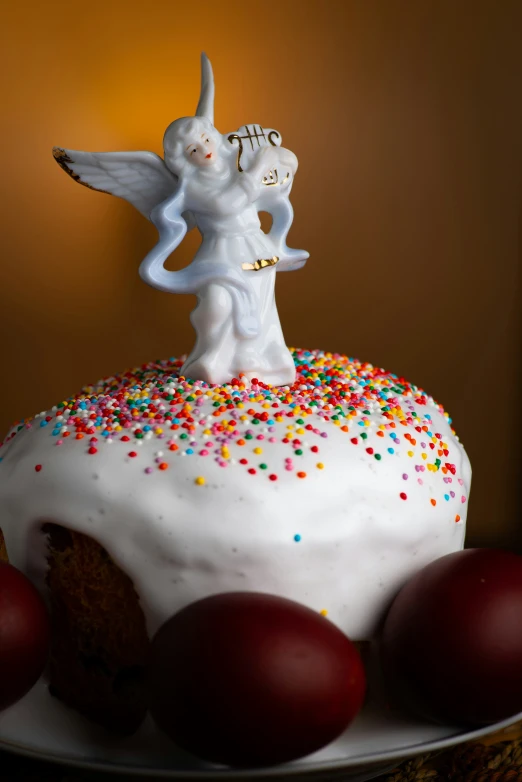 a piece of cake sitting on top of a white plate