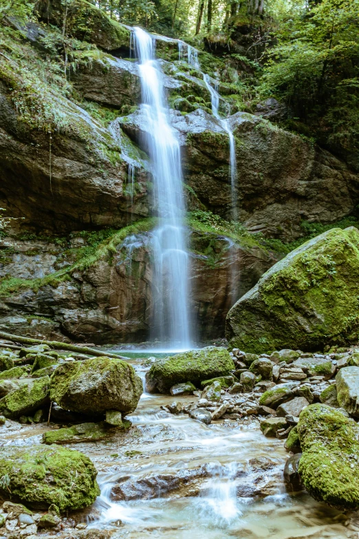 a waterfall has been formed into the rock formation