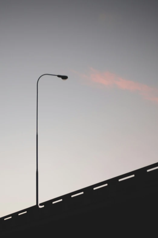 the lamppost with a street light on it is in front of a gray sky