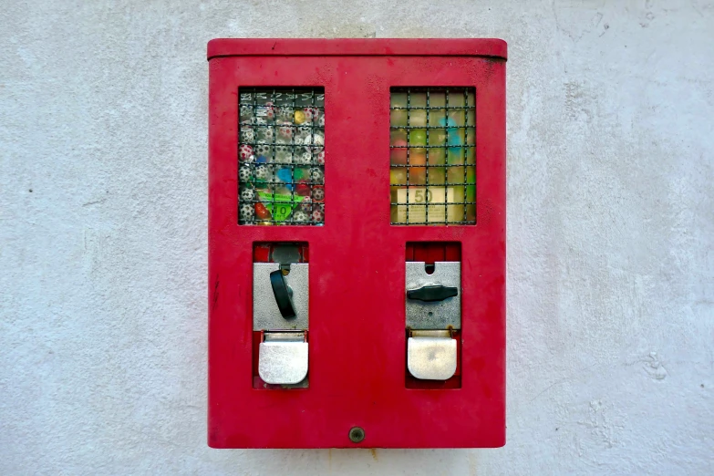 a red door with glass windows on the outside