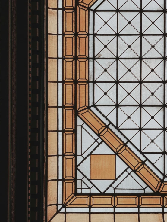 stained glass roof in a building with geometric shapes