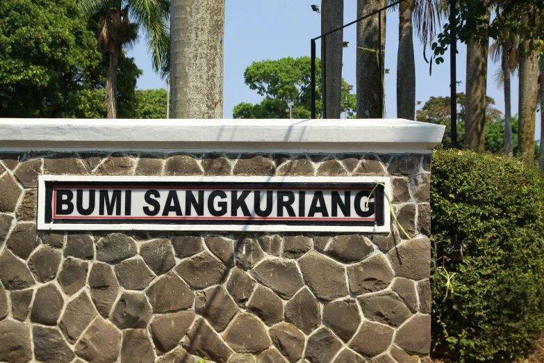 there is a sign that reads bumi sanggurrang on it