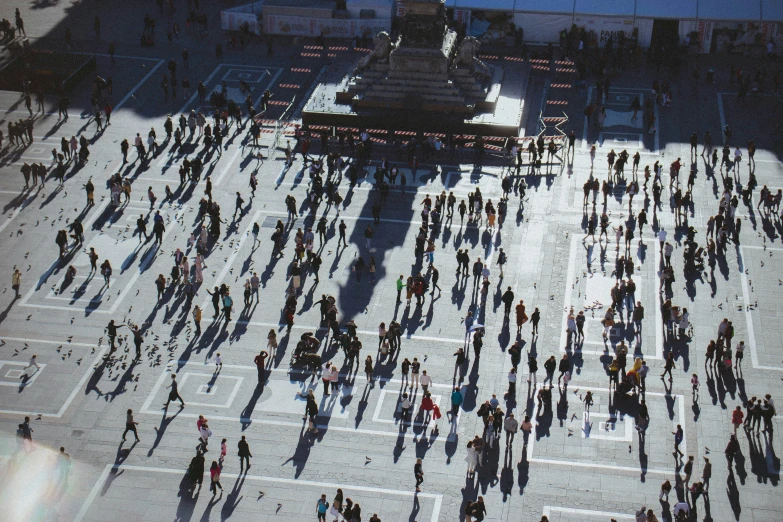 a very large group of people gathered in an aerial po