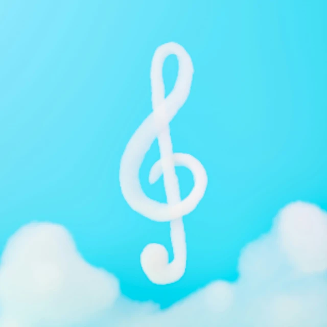 a music treble on a cloudy sky, for backdrop