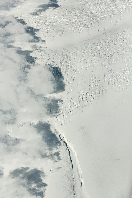 a group of people walking across an empty expanse of snow