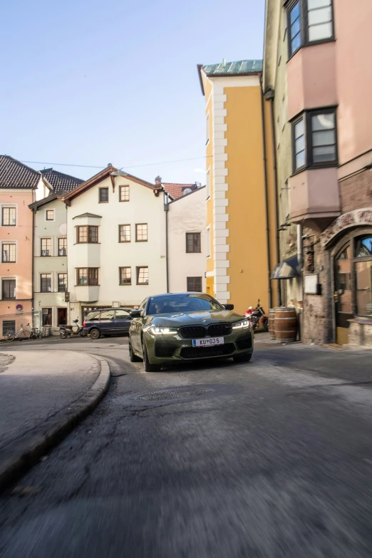 a car parked in the middle of an empty road