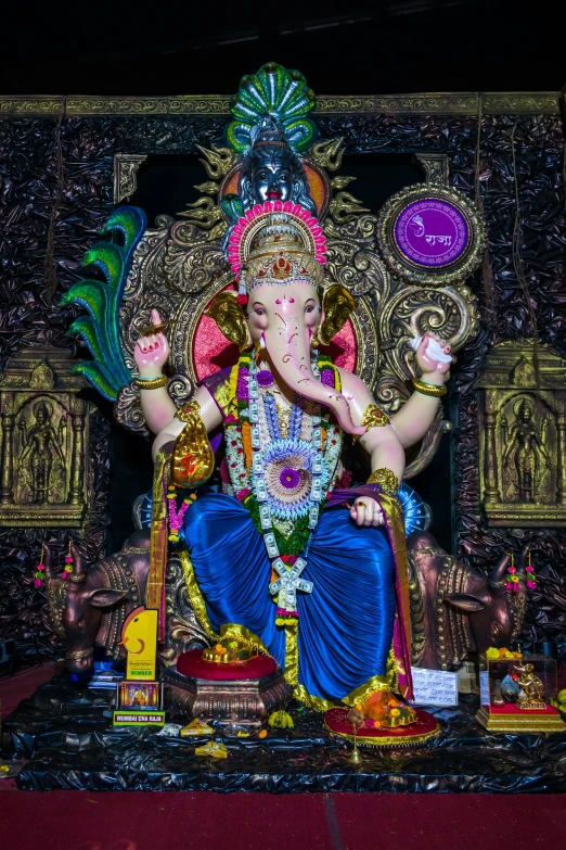 the statue of lord ganesh in the dark