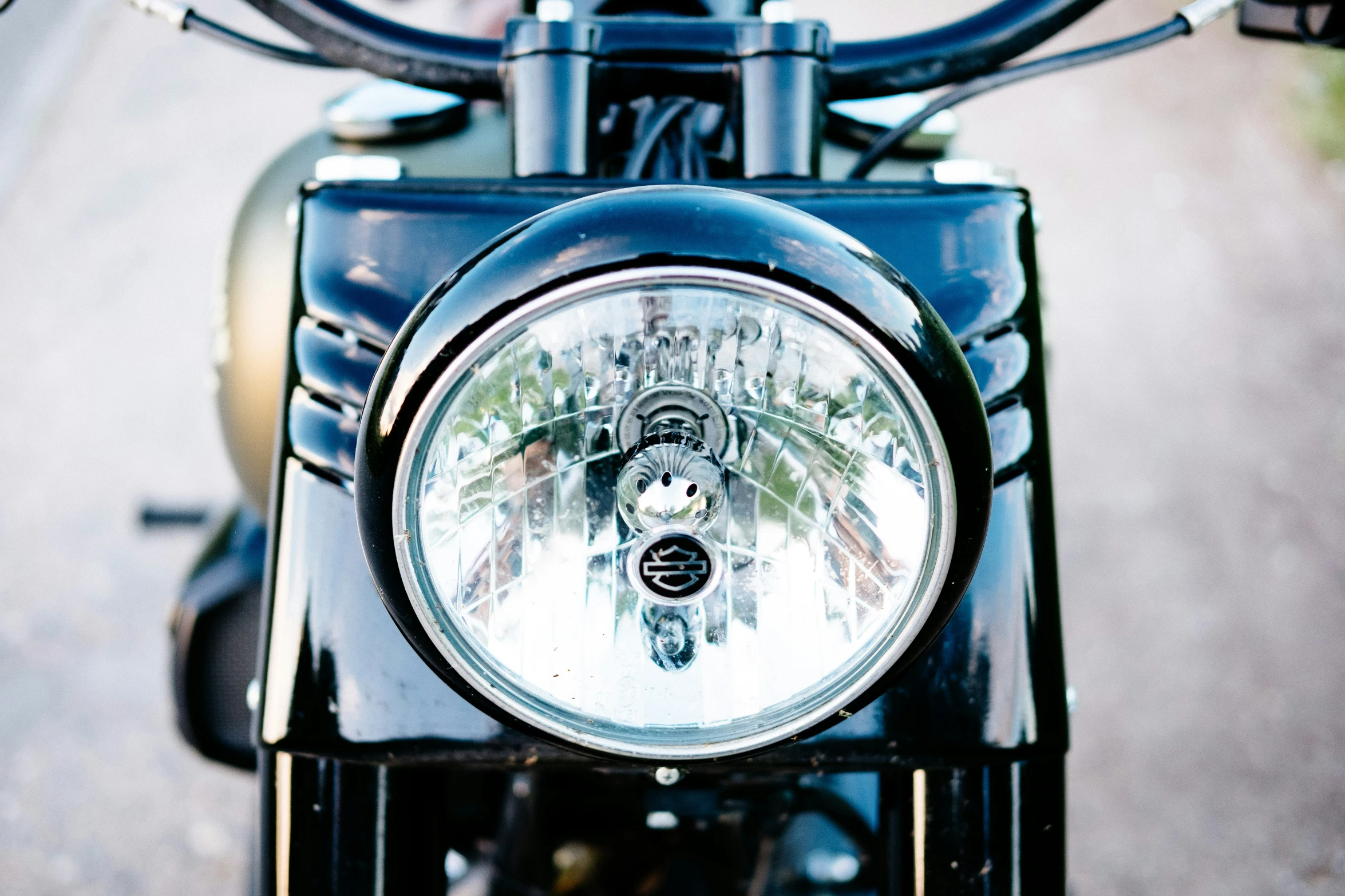 a motorcycle with a helmet and mirrors mounted on it