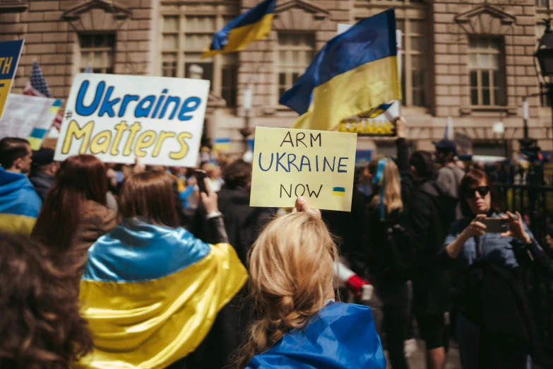 a demonstration with some protesting a political organization