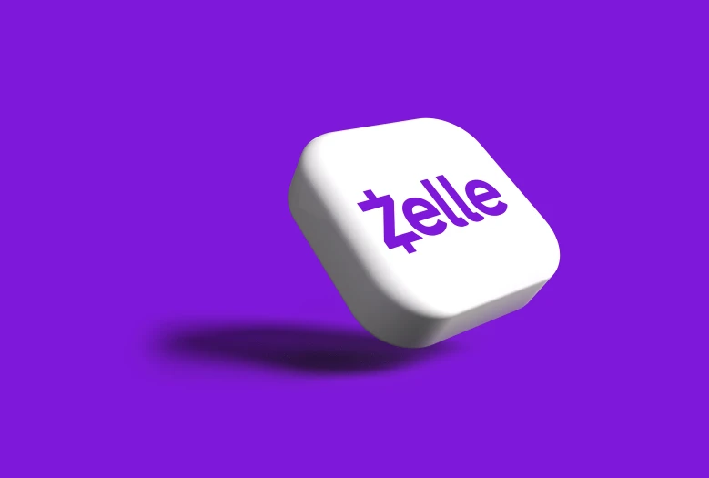 a purple background with an image of the word zelle on it