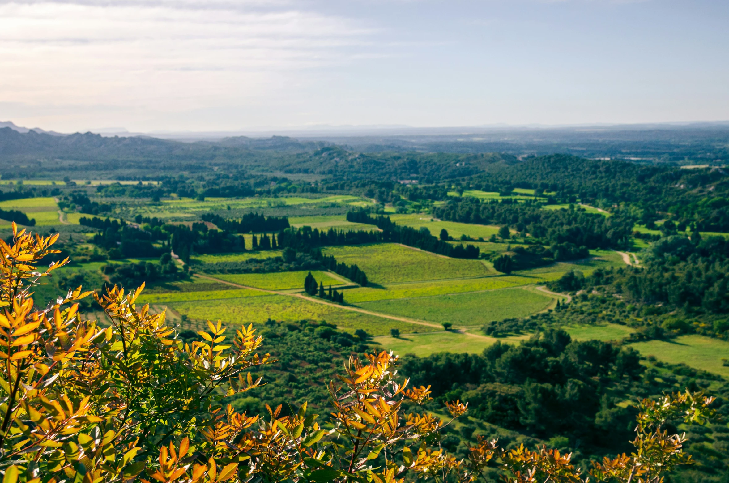 a countryside is shown in this aerial view