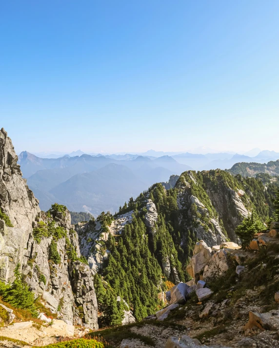 mountain view in daylight showing huge cliff formations