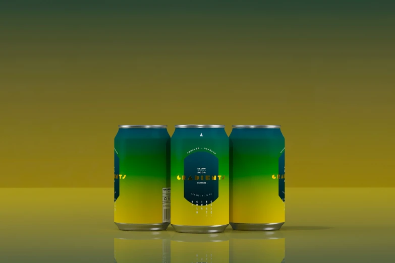 three cans are stacked against each other with the same color