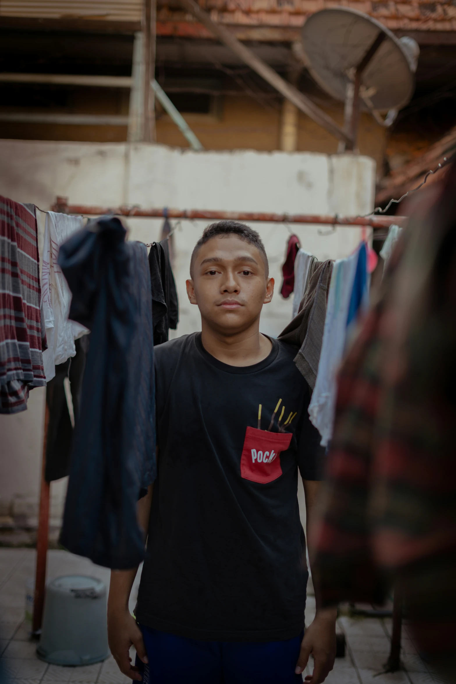 a man with an odd looking t - shirt on