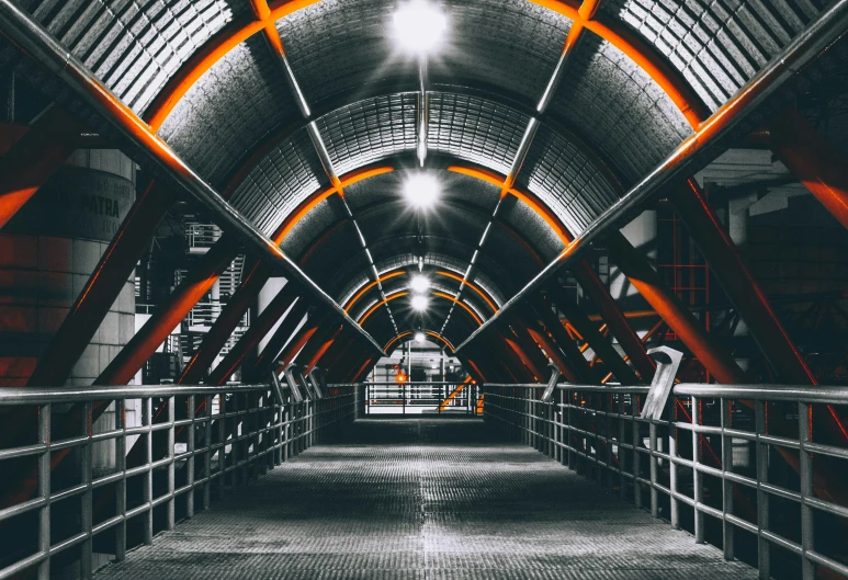 this tunnel has multiple lights in it