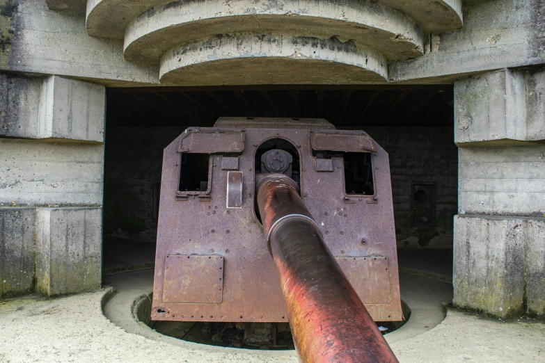 a giant pipe is in an abandoned tunnel