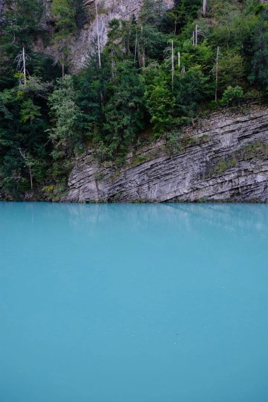 a large blue body of water sitting between two mountains