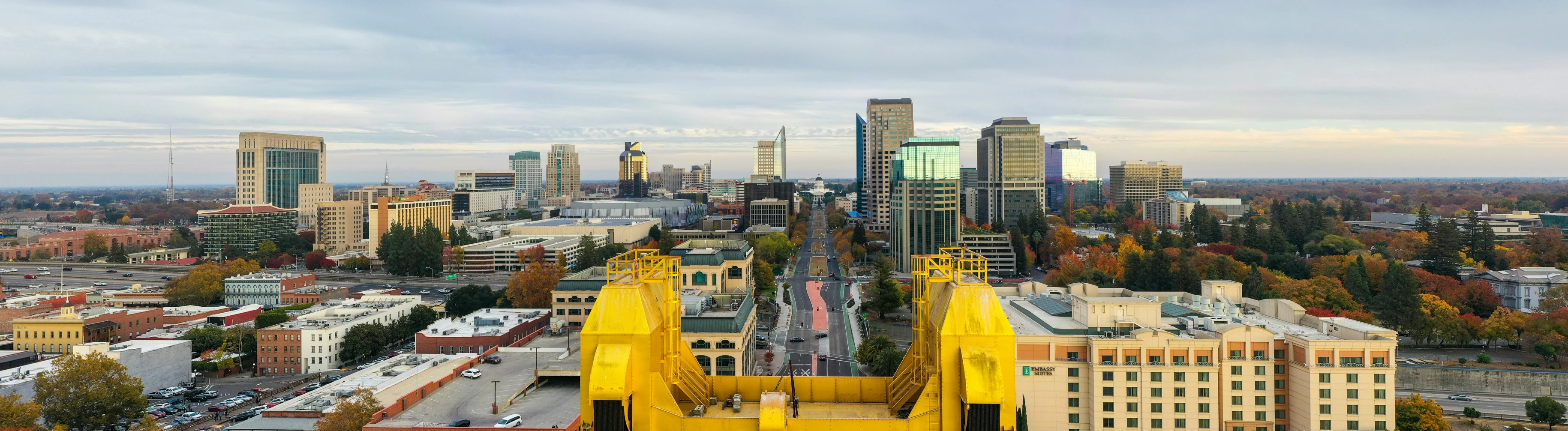 a view of an urban area from a high rise