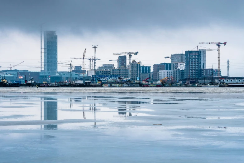 the city with tall buildings in the background