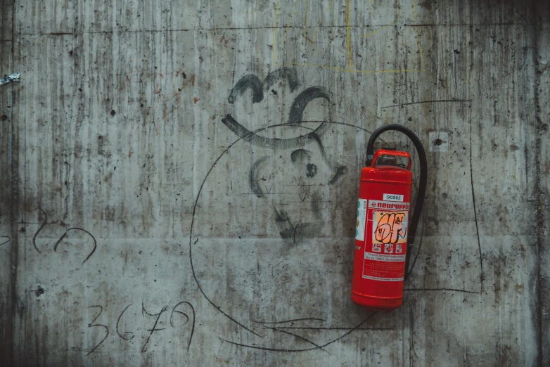 a red fire extinguisher with a face drawn on it