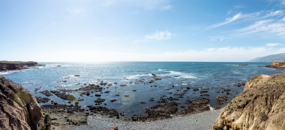 a rocky shore with lots of waves on the water