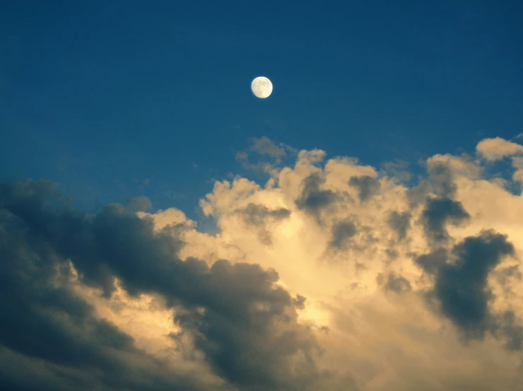 a full moon sitting in a cloud filled sky