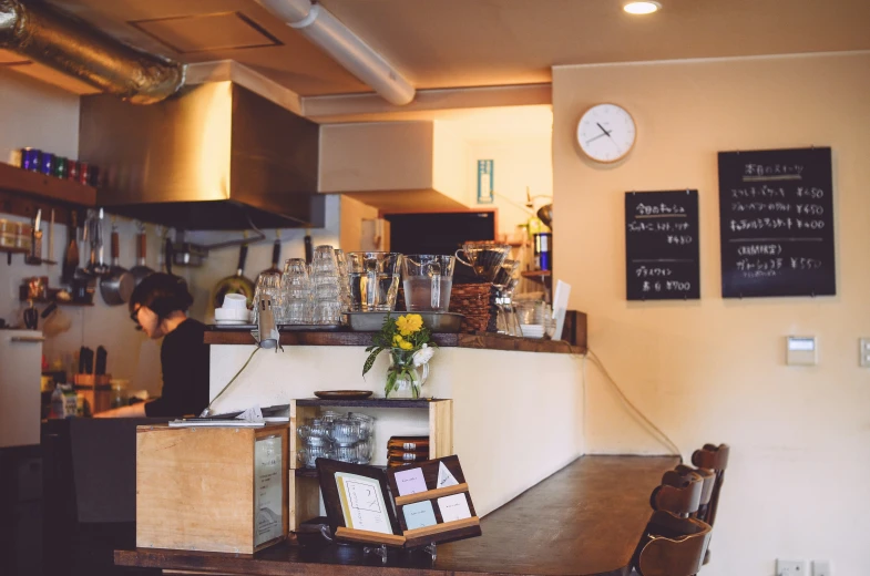 the interior of a small, open bar