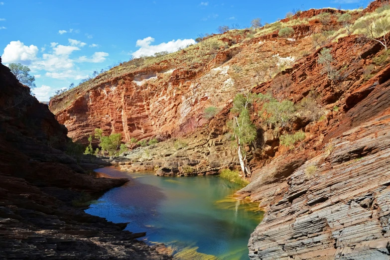 there is a river running between two rocks