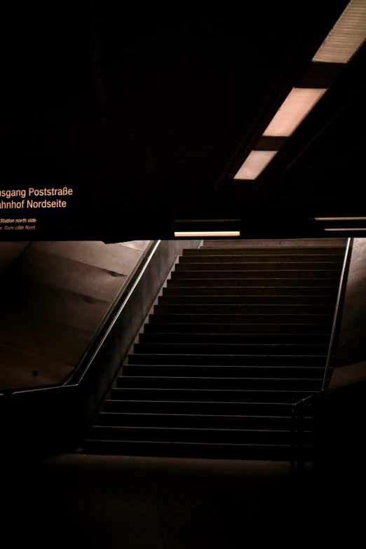 a picture of a dark staircase with the caption'soing for us to understand, nothing else to think about