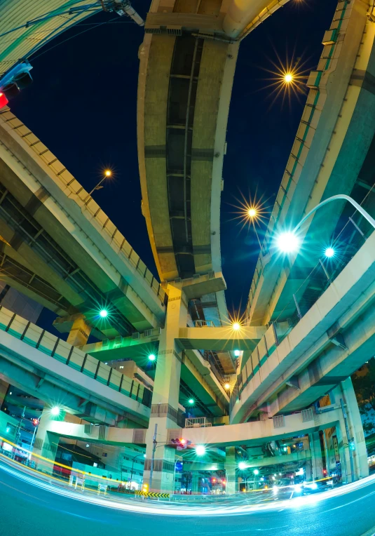 an abstract pograph with very long exposure of the inside of an overpass