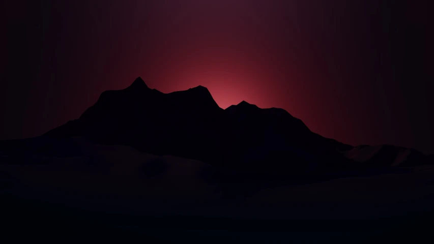 mountains with the sun set in a pink sky