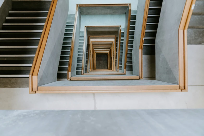 an open air stairwell with multiple stairs