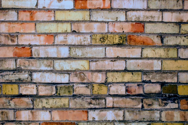 a brick wall is very dirty and has graffiti on it