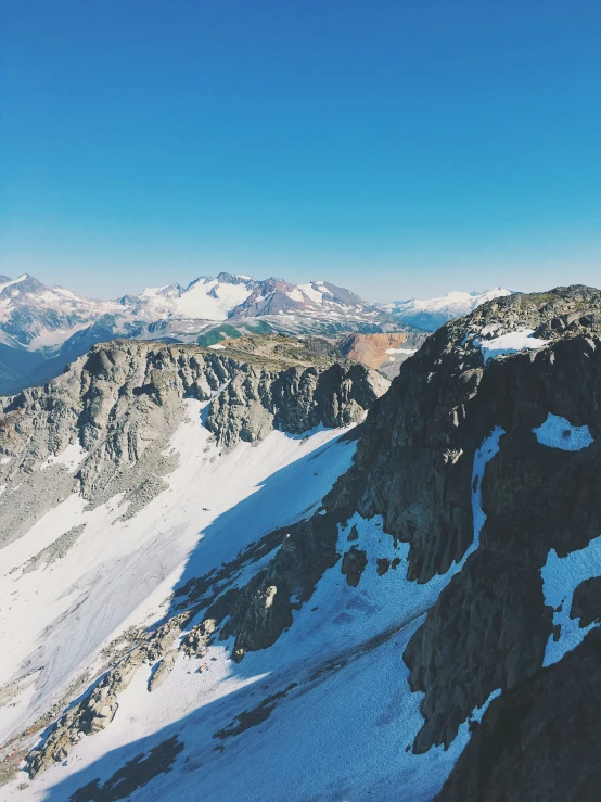 some snow mountains and some blue skies