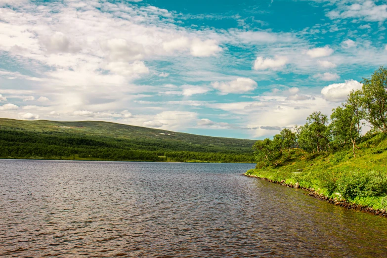 water is shown on both sides of the hill