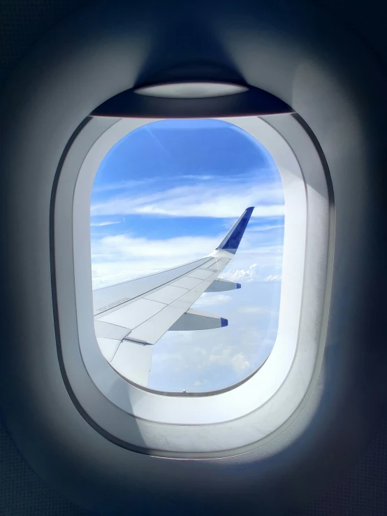 the view out an airplane window during a flight