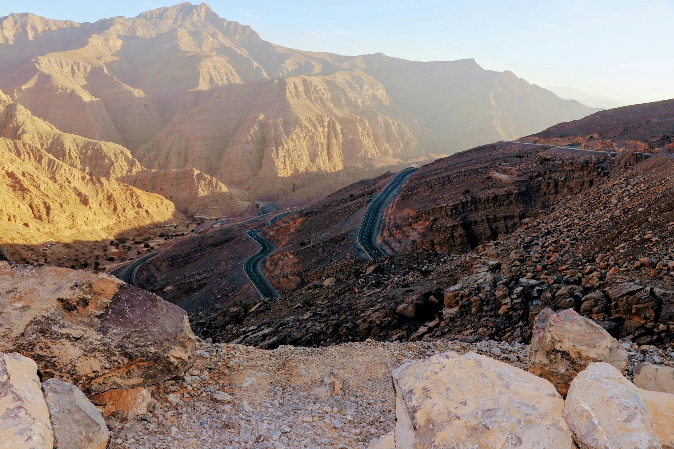 the view of a canyon with many rock in it