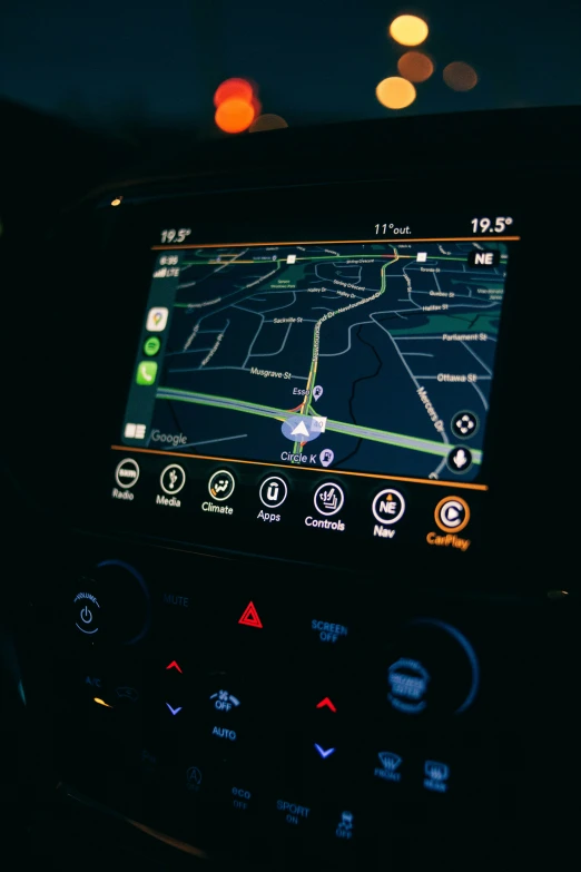 a car with an image of a gps screen