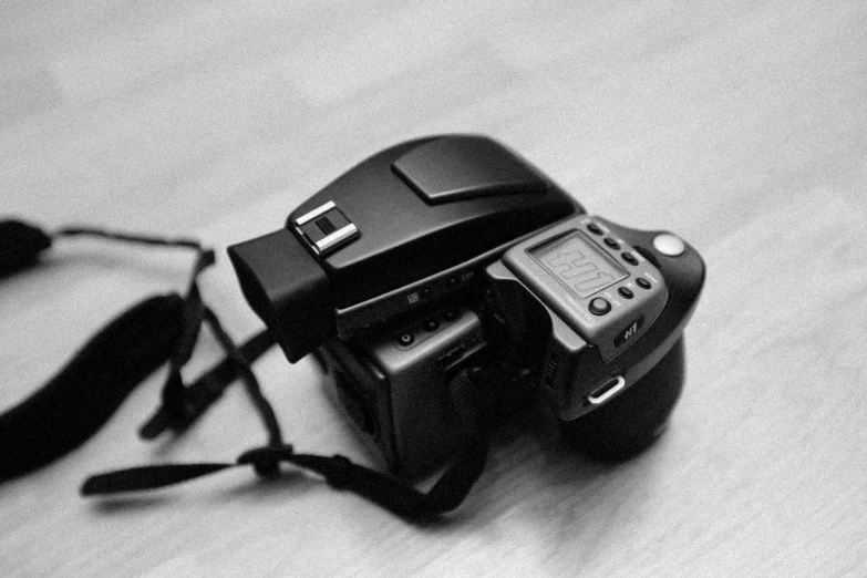 there is a camera that has a strap on the strap