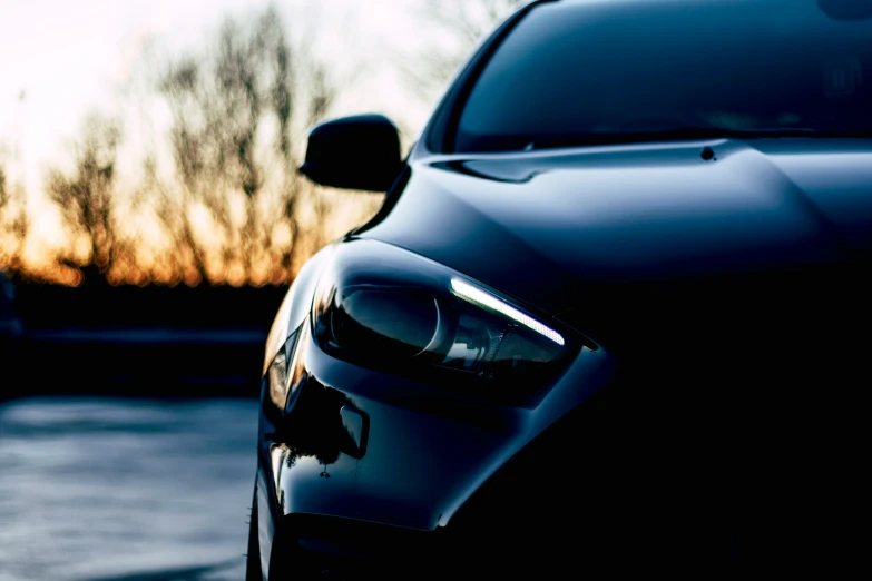 front end of a car in parking lot