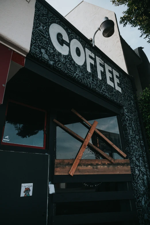 a coffee shop that has broken down into pieces