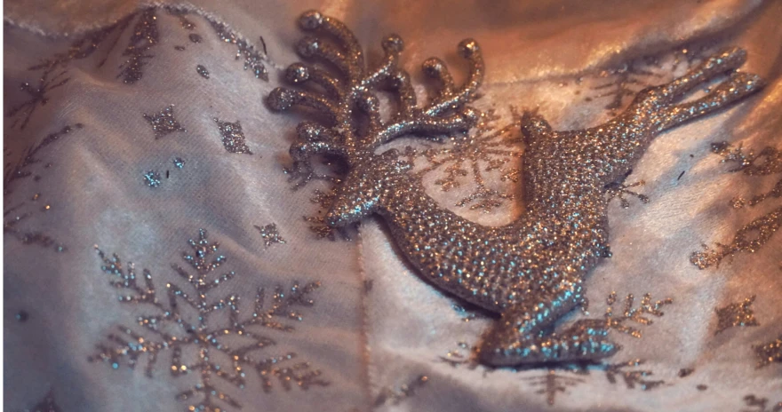 a silver bird decoration on the back of a dress