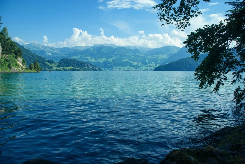 a large body of water surrounded by mountains