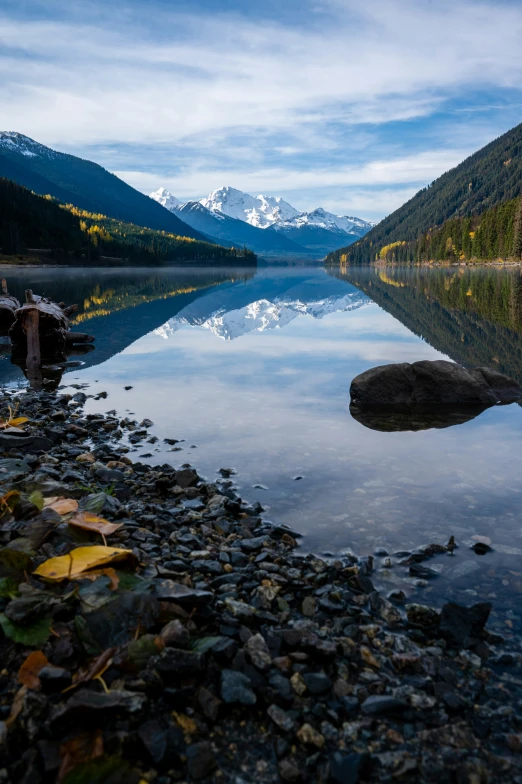 a body of water surrounded by mountains and trees