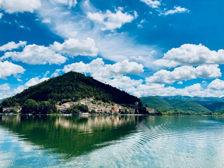 an island that is sitting in the middle of a lake